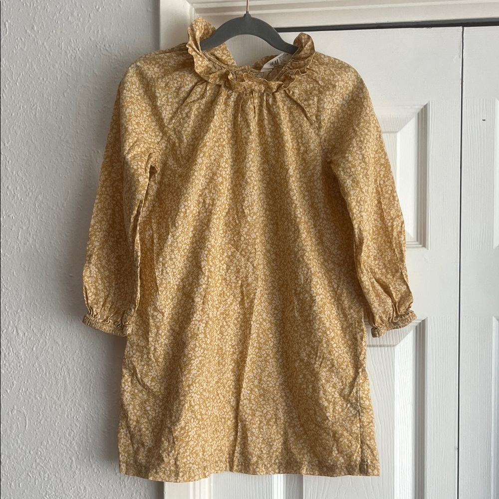 H&M Yellow Dainty Floral Girls Ruffle Collar Dress